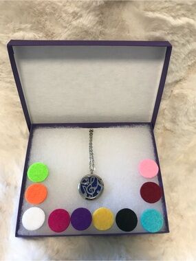 Music note Necklace with essential oils inlay